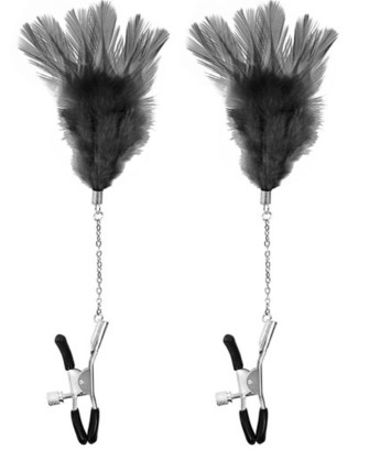 Pinces à seins pression réglable plumes noires 